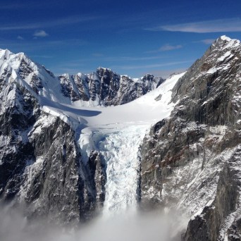 a view of a snow covered mountain