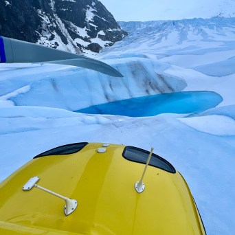 a close up of a snow covered mountain