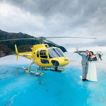 a helicopter in the snow