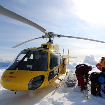 a helicopter in the snow