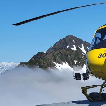 a helicopter in the snow